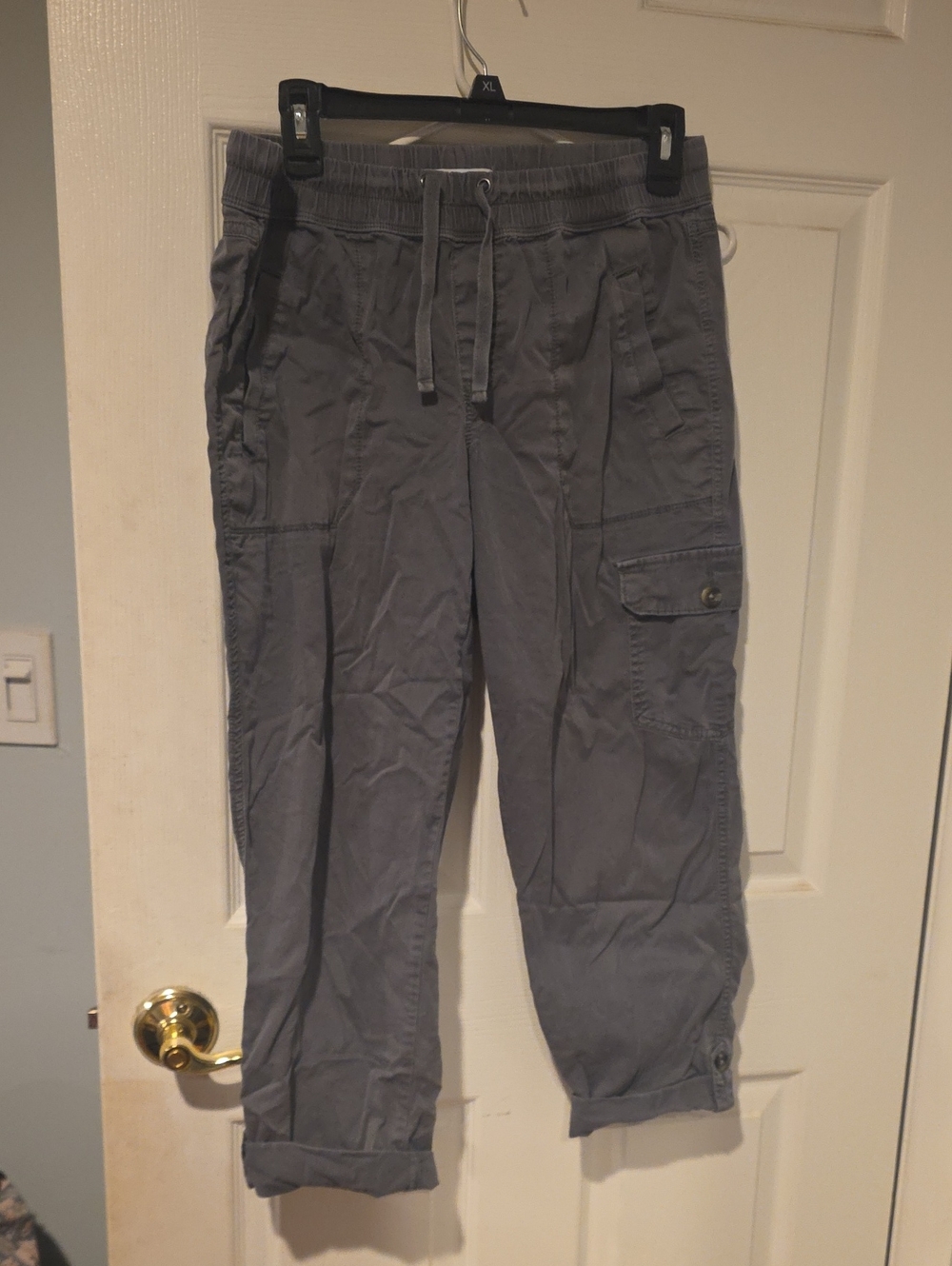 Sonoma Women's Gray Cargo Capris with Drawstring Waist